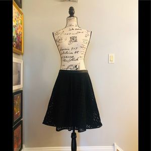 NWOT Ann Taylor Black Skirt w/leather trim